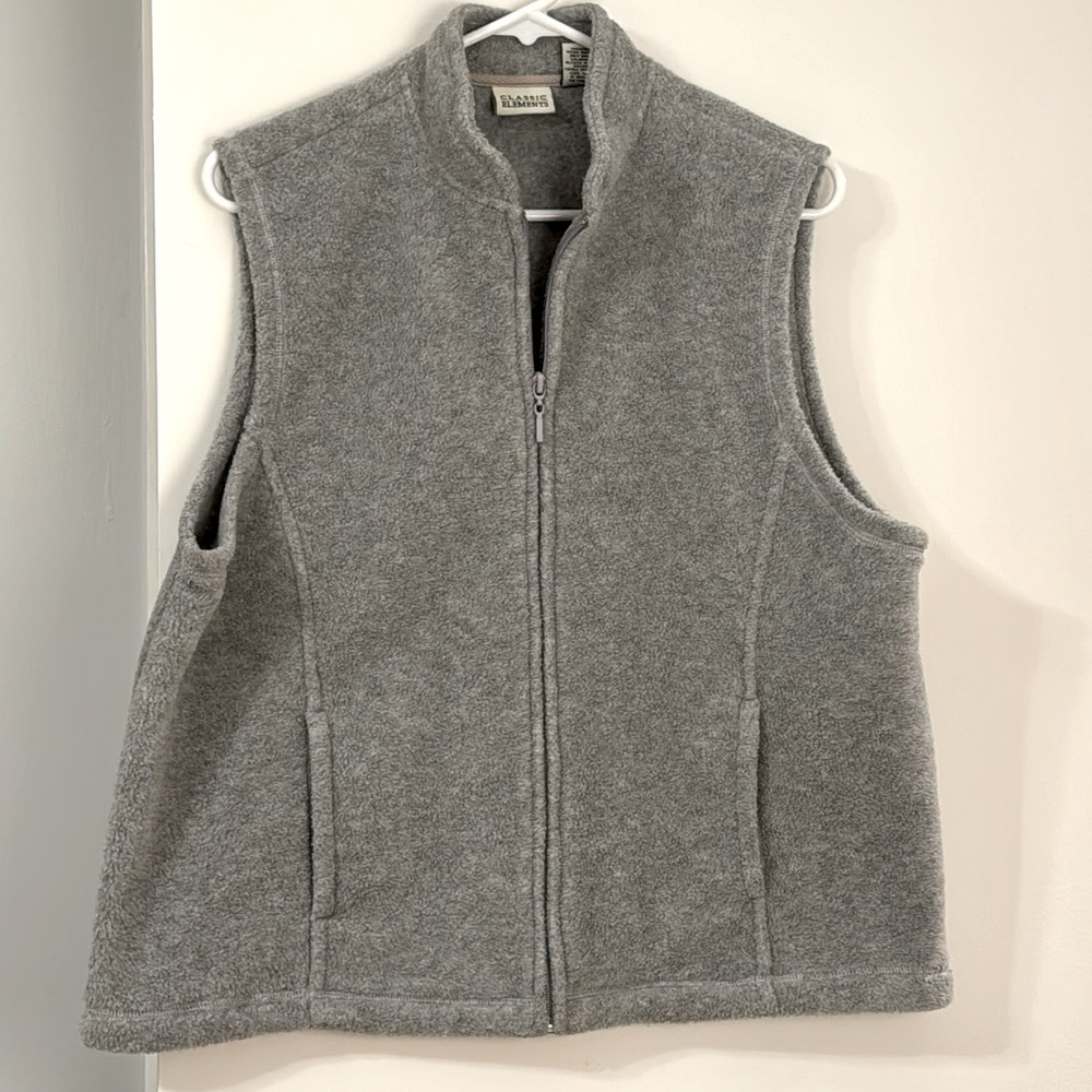 Gray Zip Up Cozy Vest with pockets